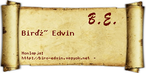 Biró Edvin névjegykártya