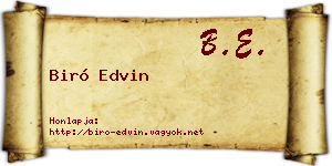 Biró Edvin névjegykártya